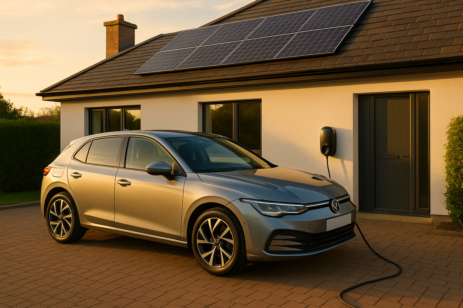 Electric vehicle charging at home with solar panels